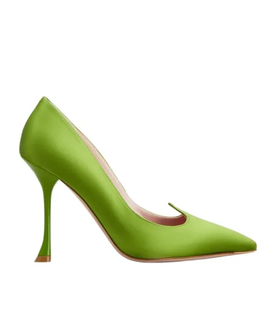 100Mm Heart-Shaped Satin Pumps