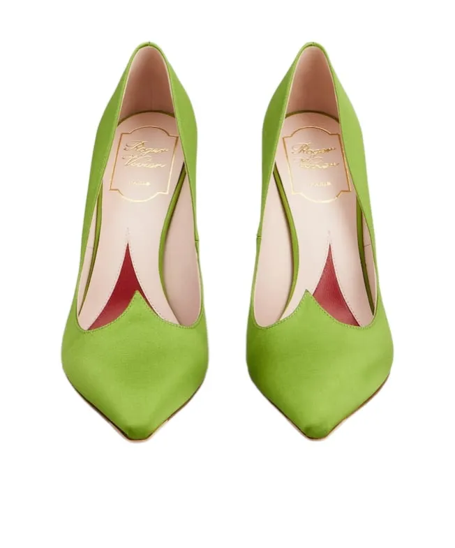100Mm Heart-Shaped Satin Pumps