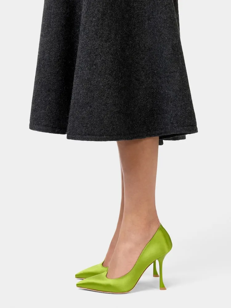100Mm Heart-Shaped Satin Pumps