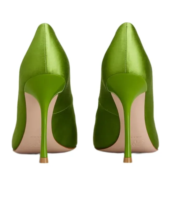 100Mm Heart-Shaped Satin Pumps