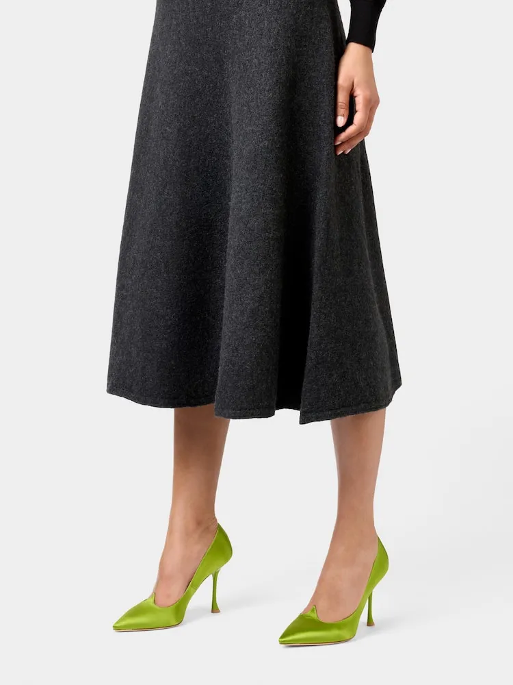 100Mm Heart-Shaped Satin Pumps