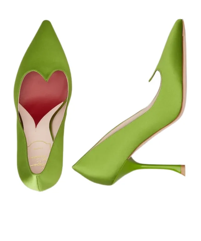 100Mm Heart-Shaped Satin Pumps
