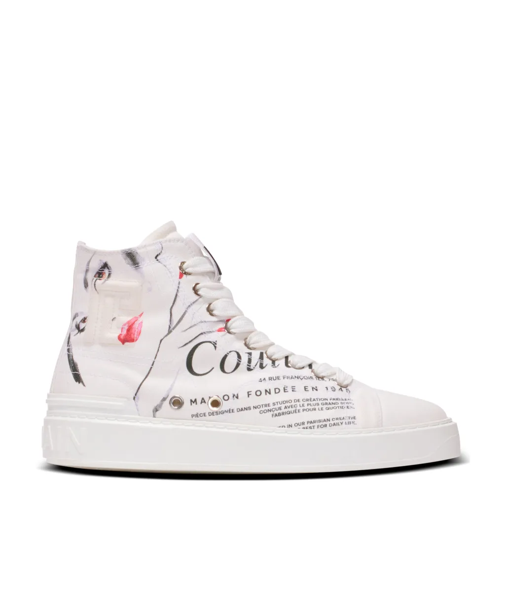 B-Court High-Top Trainers With Balmain Beauty Print