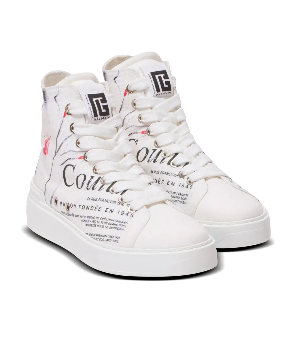 B-Court High-Top Trainers With Balmain Beauty Print