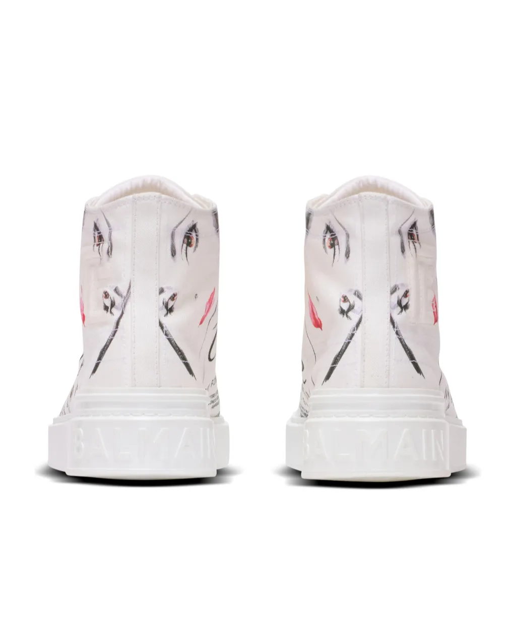 B-Court High-Top Trainers With Balmain Beauty Print