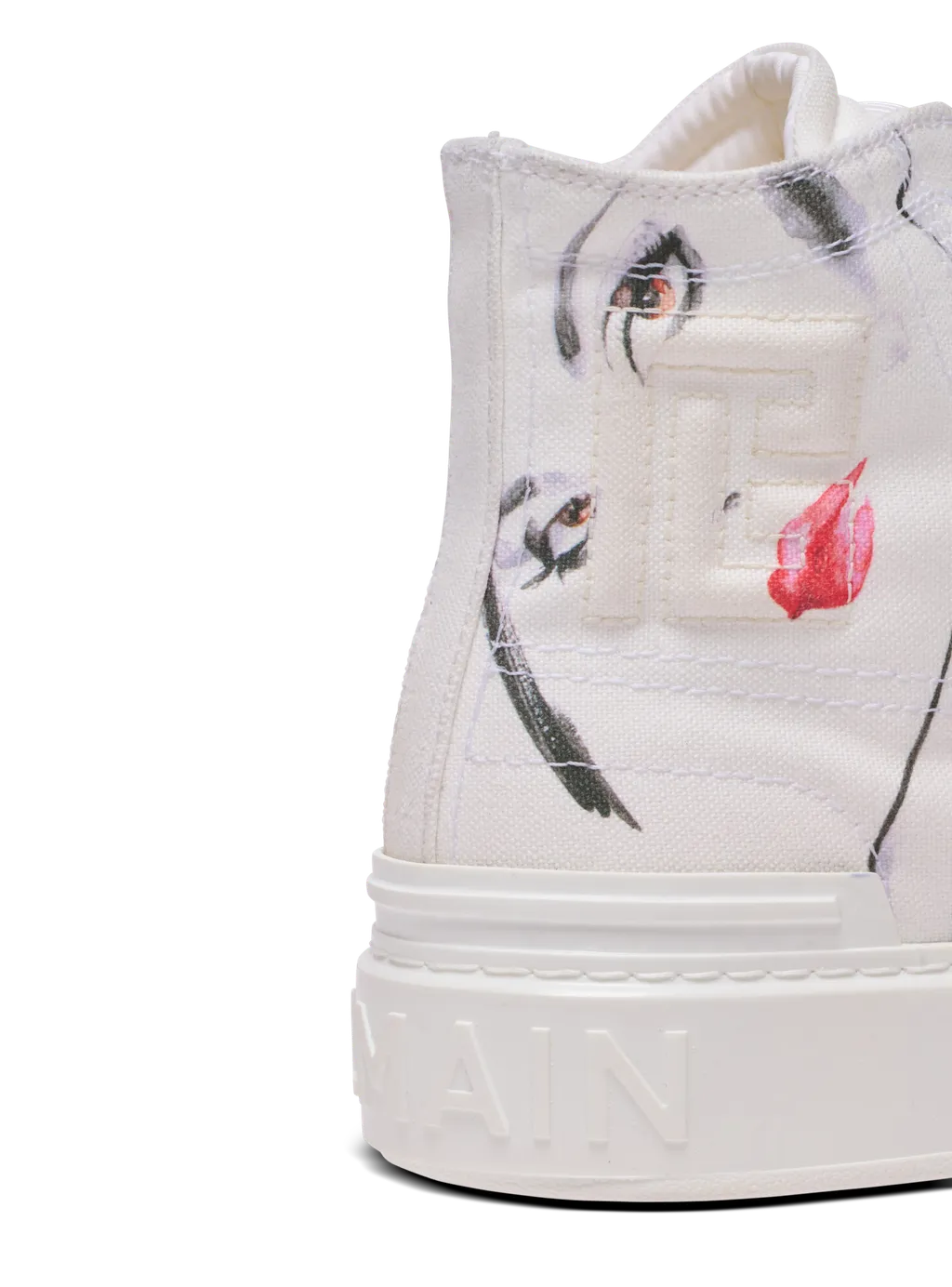 B-Court High-Top Trainers With Balmain Beauty Print