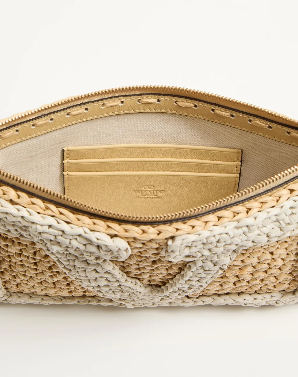 Valentino Garavani Viva Superstar Small Pouch In Synthetic Raffia
