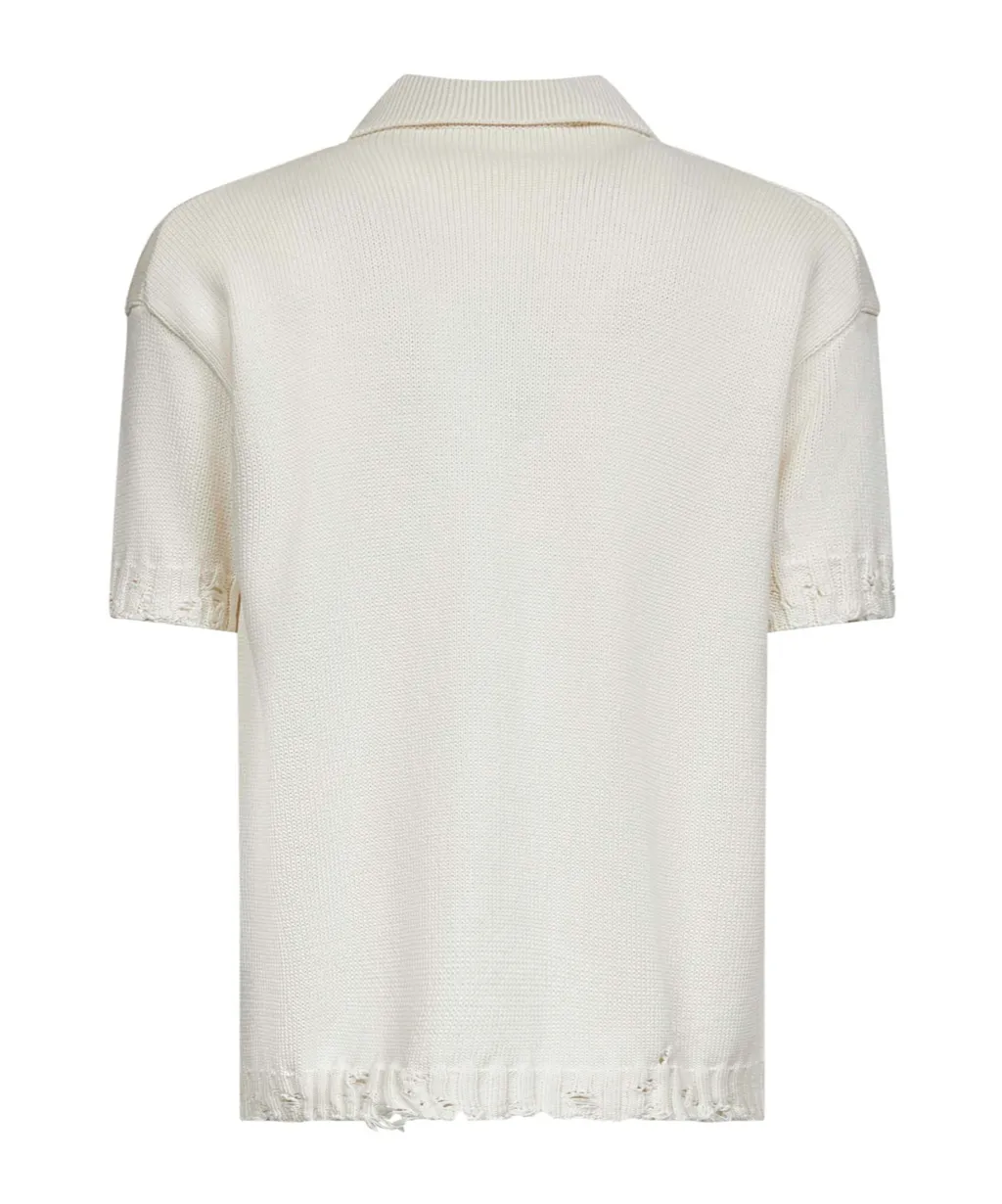 Marni Distressed Fine-Knit Polo Shirt
