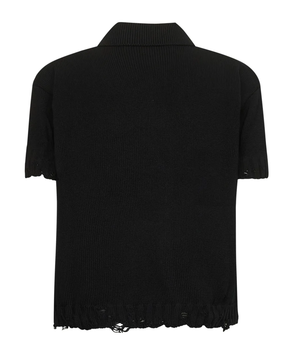 Marni Distressed Fine-Knit Polo Shirt