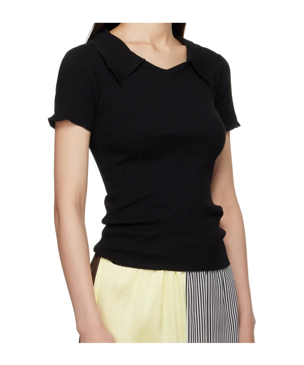 Ribbed Collar Top