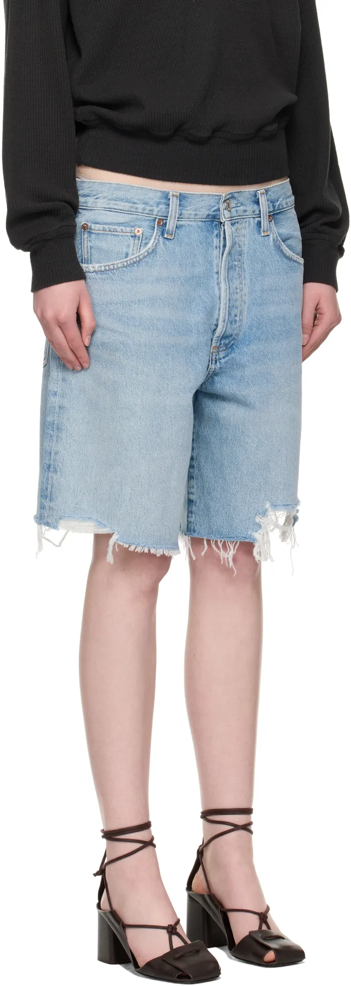 Denim Shorts With Belt Loops