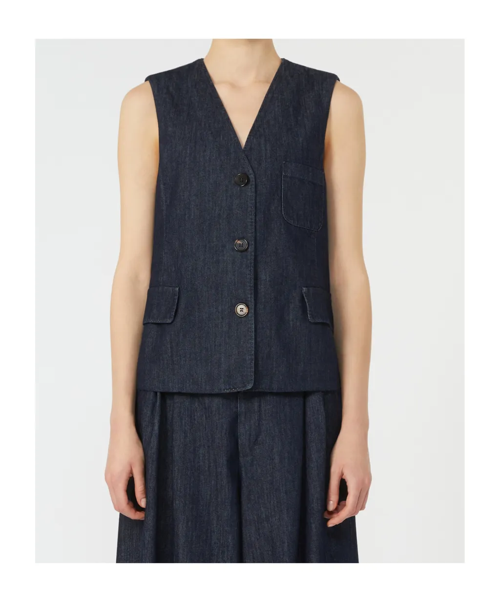 Single-Breasted Denim Gilet