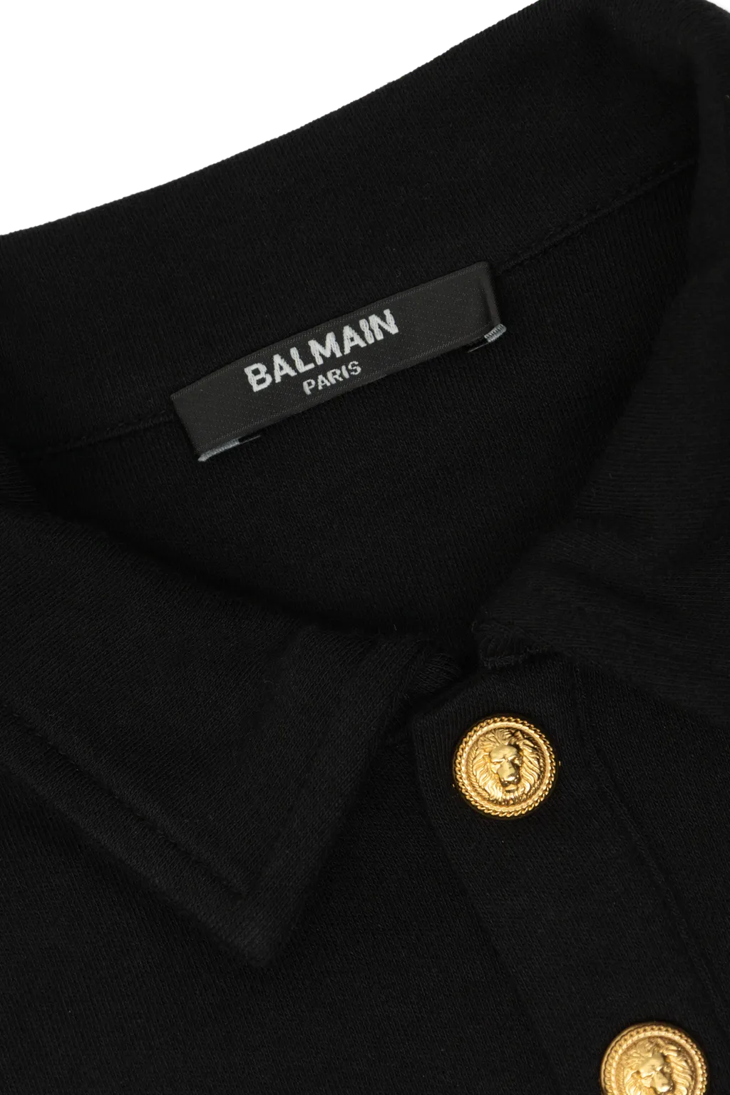 Balmain Kids Logo Band Long-Sleeved Polo Shirt