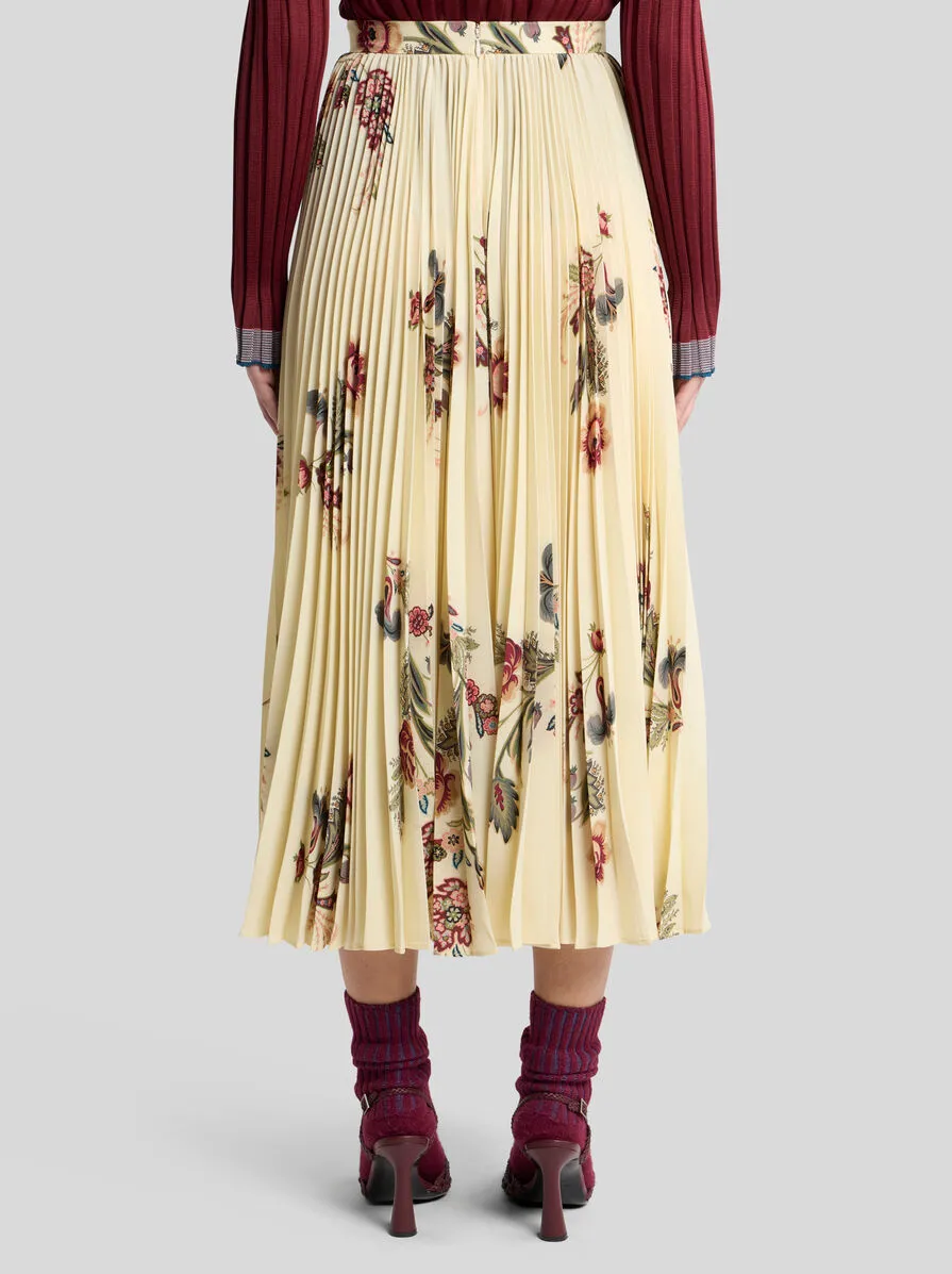 Pleated Sable Skirt With Print