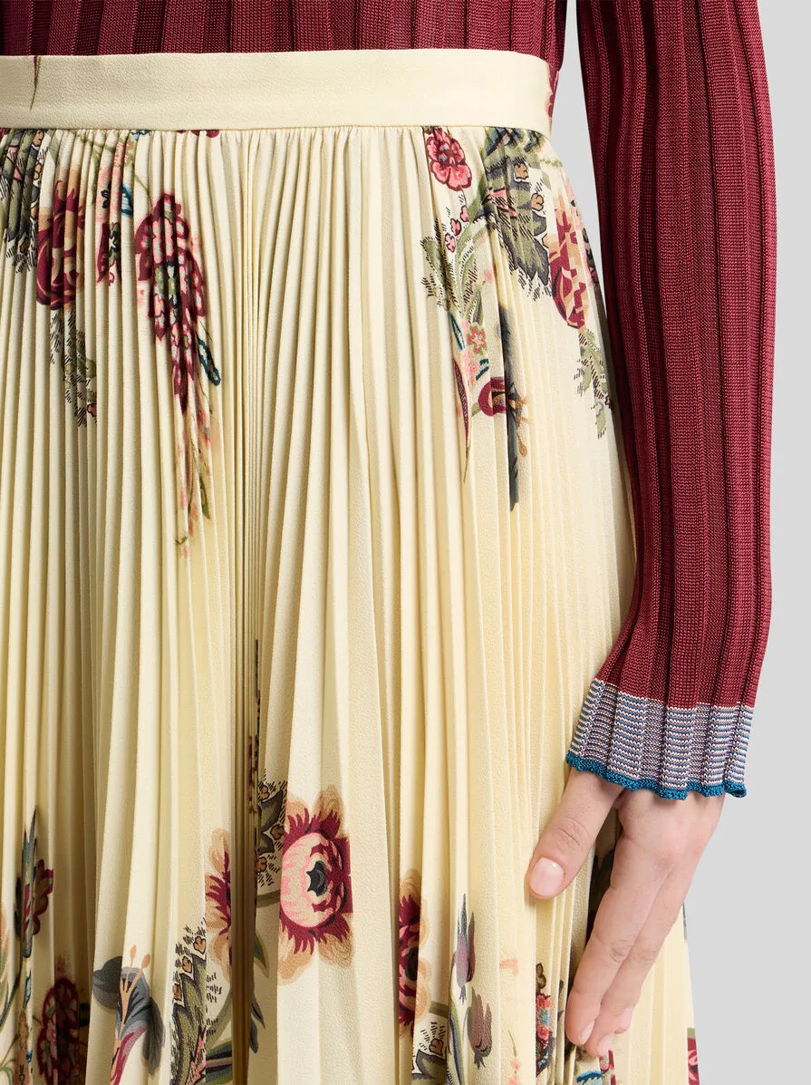 Pleated Sable Skirt With Print