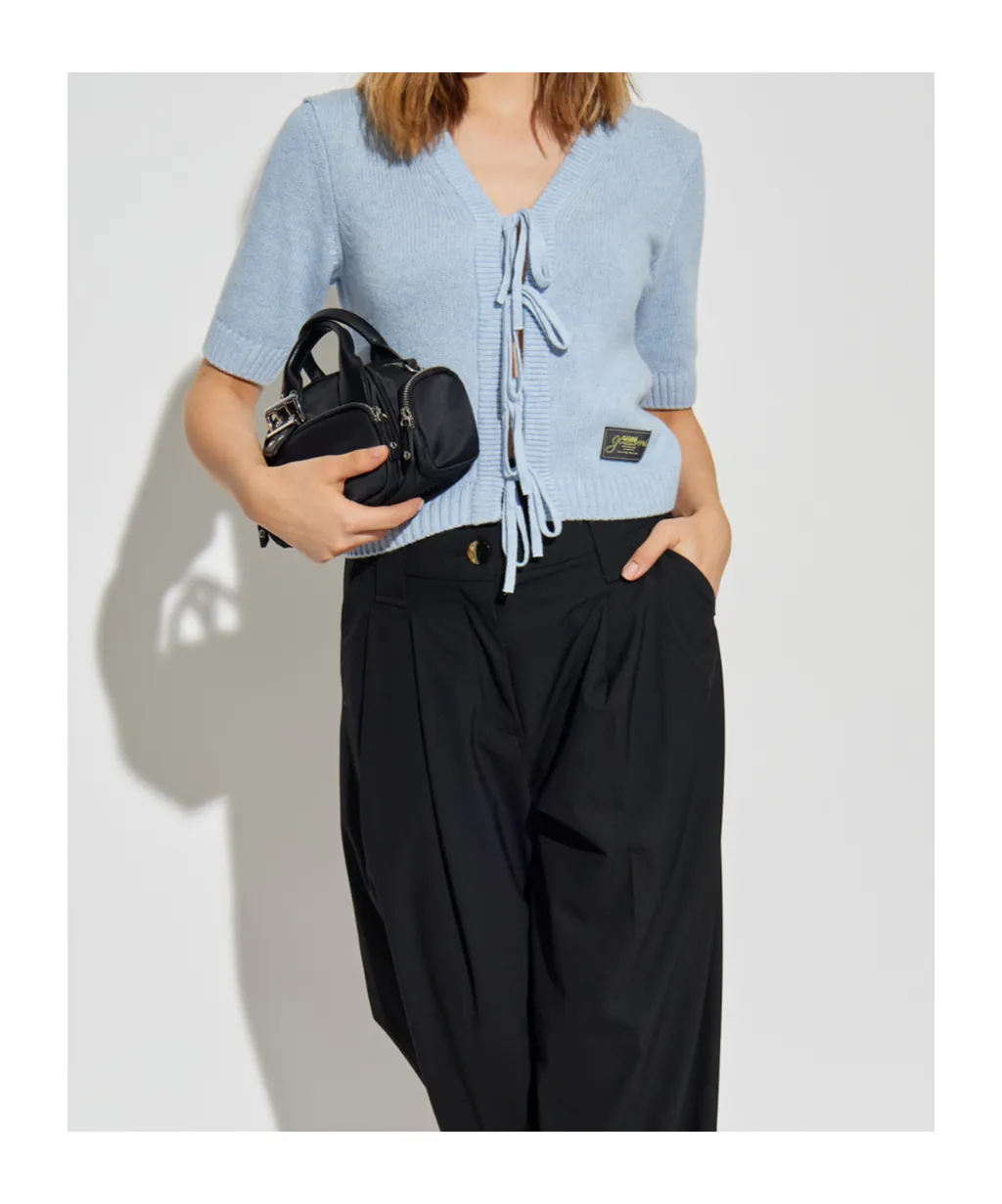 Ganni Logo Patch Tie Fastened Cardigan