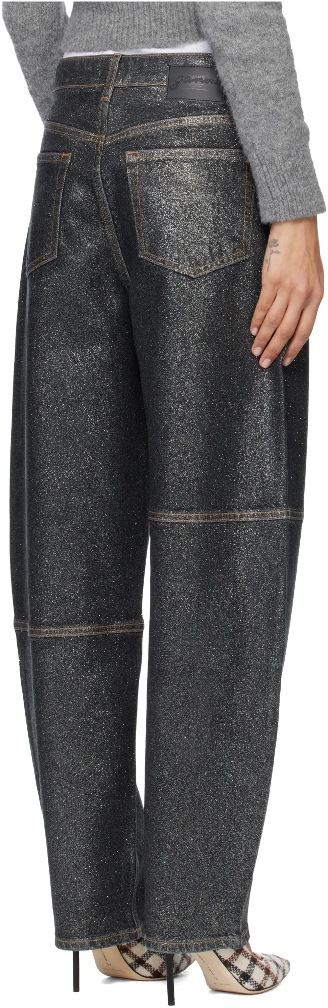 Ganni Shimmery Foil Stary Jeans
