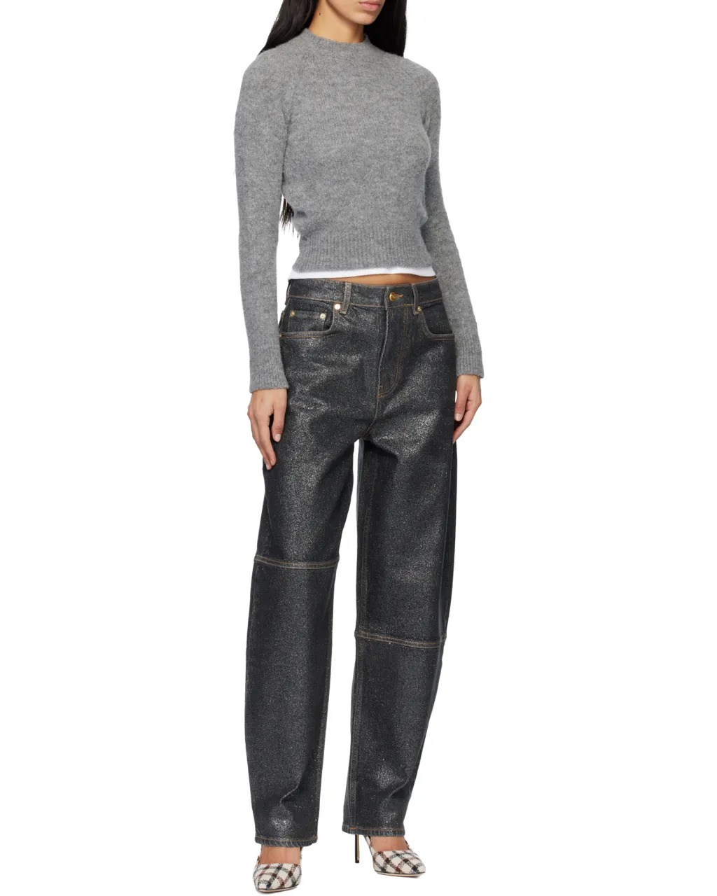 Ganni Shimmery Foil Stary Jeans