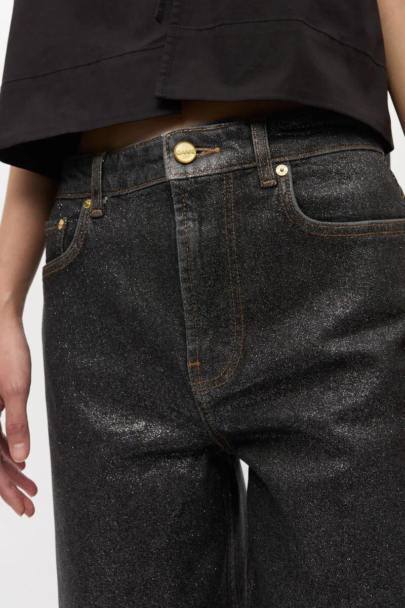 Ganni Shimmery Foil Stary Jeans