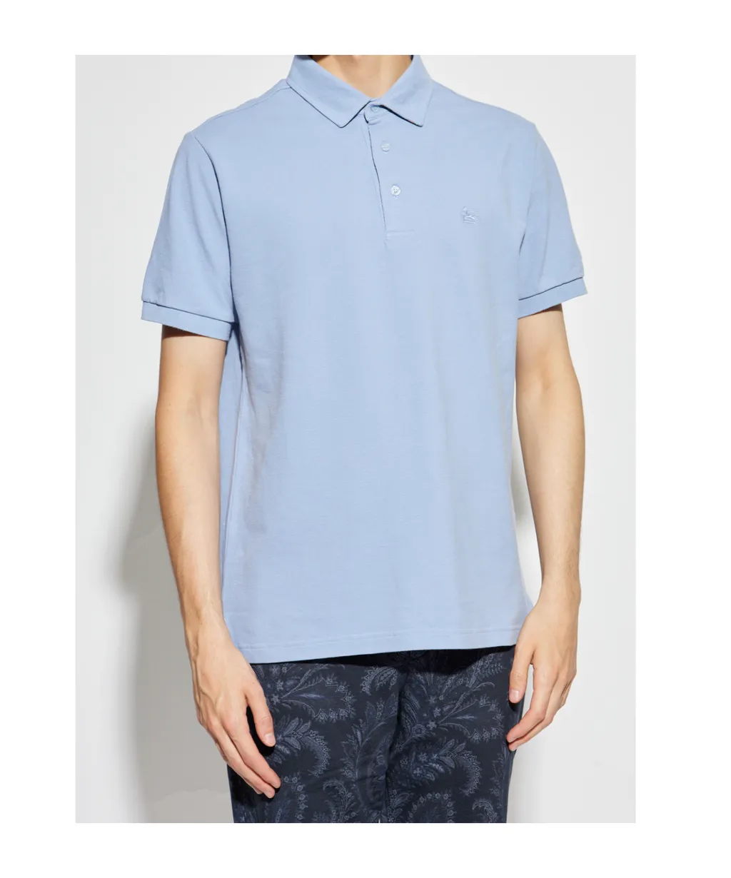 Etro Logo Embroidered Straight Hem Polo Shirt