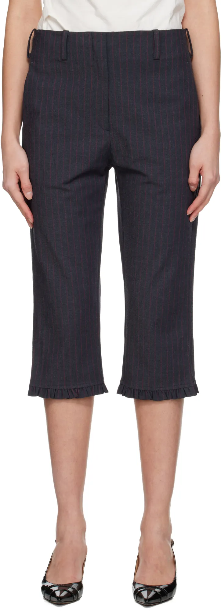 Ganni Pinstriped Capri Trousers