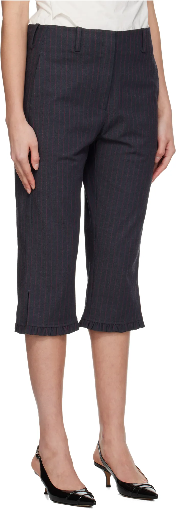 Ganni Pinstriped Capri Trousers