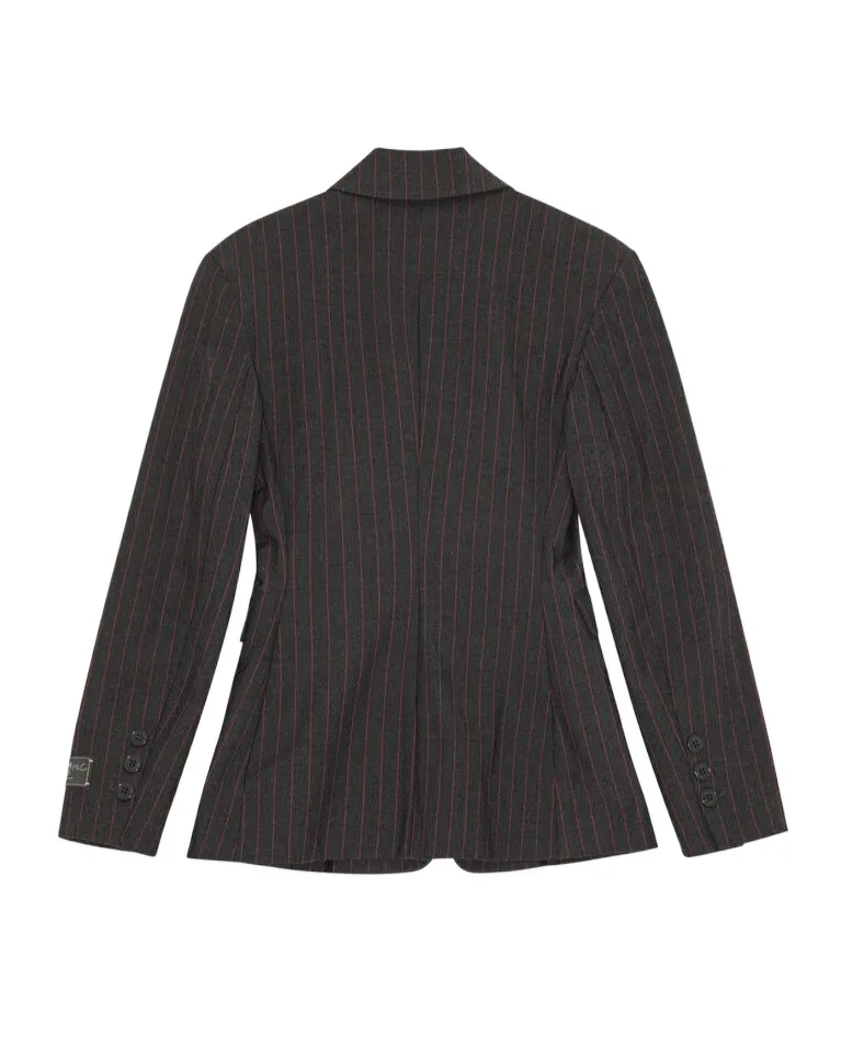 Ganni Single-Buttoned Pinstriped Blazer