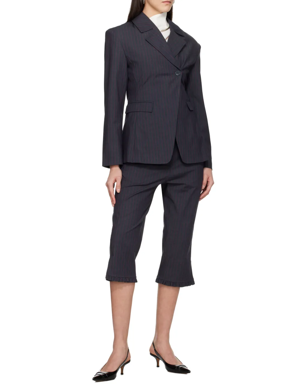 Ganni Single-Buttoned Pinstriped Blazer