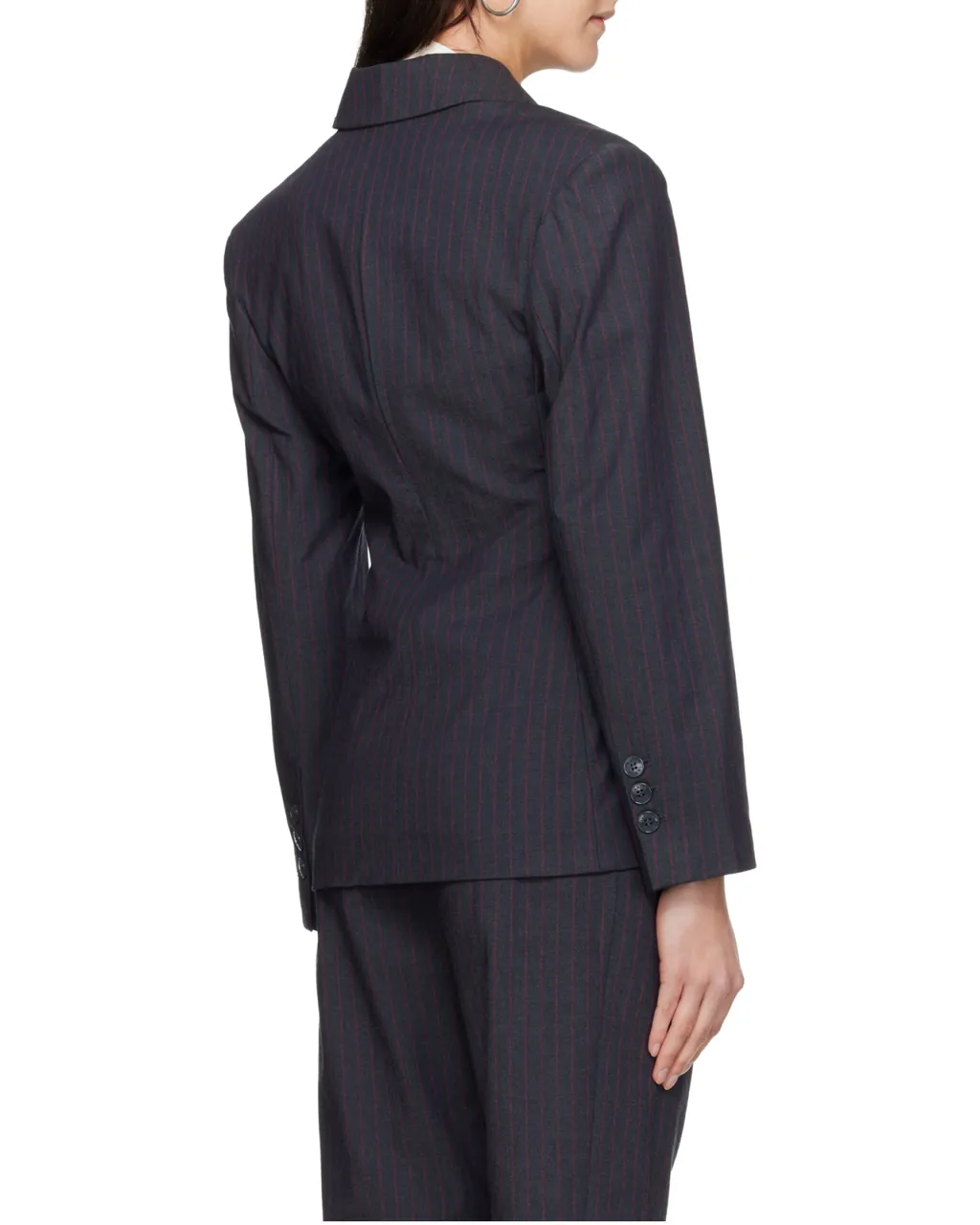 Ganni Single-Buttoned Pinstriped Blazer