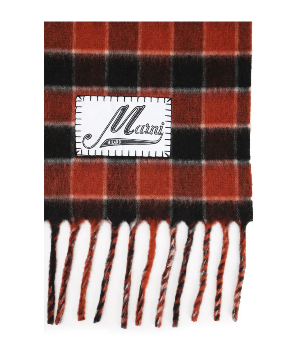 Checked Fringed Scarf