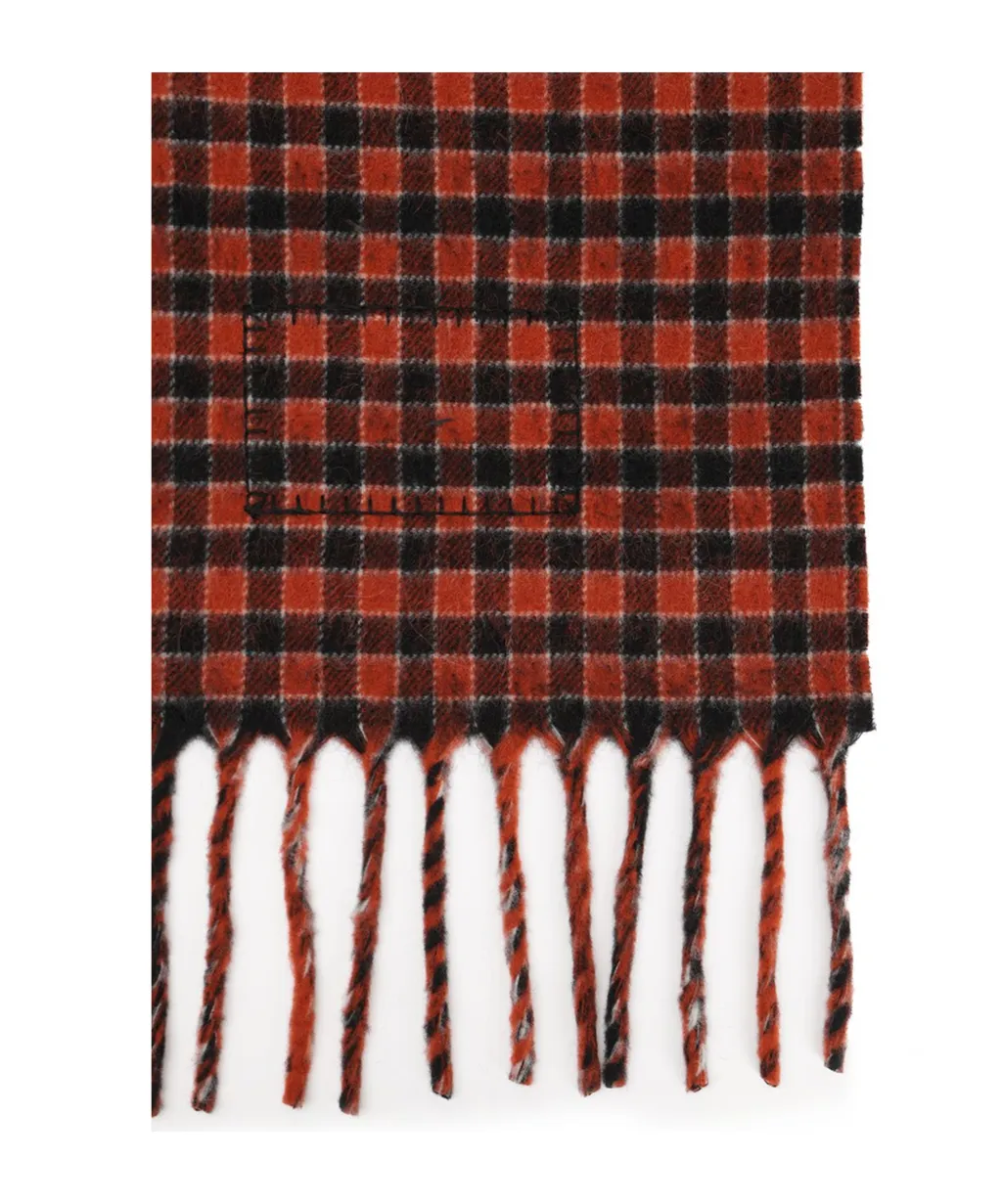 Checked Fringed Scarf