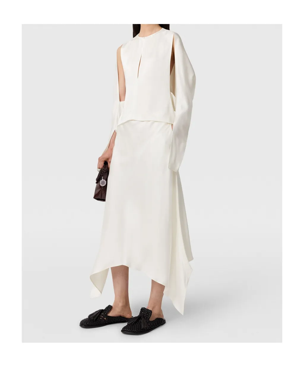 Cape-Sleeve Cut-Out Satin Top