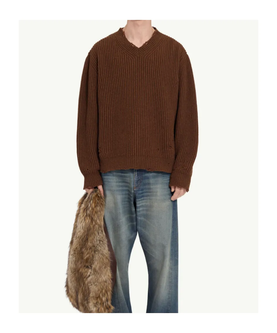 Mm6 Maison Margiela Knitted Distressed Jumper