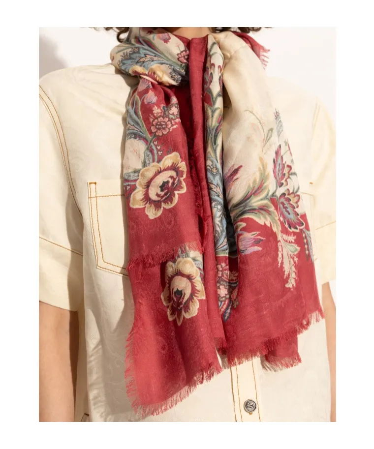 Etro Patterned Frayed Edge Scarf