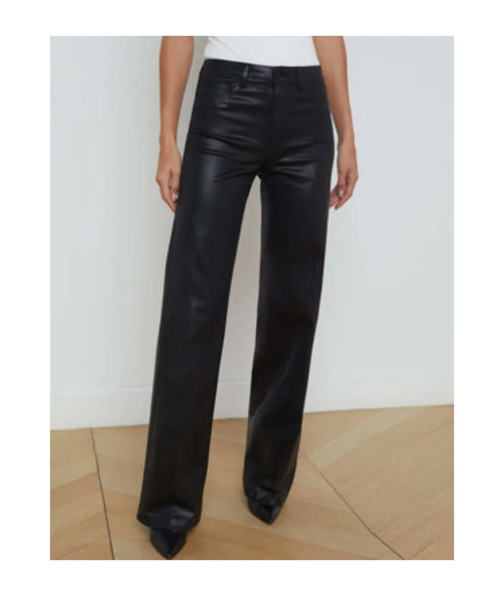 L'agence Clayton Coated Wide-Leg Jeans