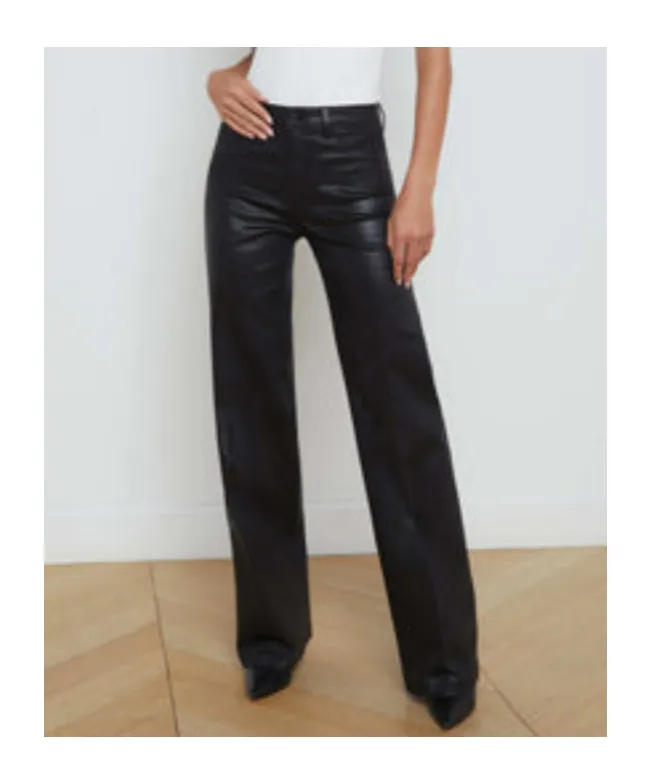 L'agence Clayton Coated Wide-Leg Jeans