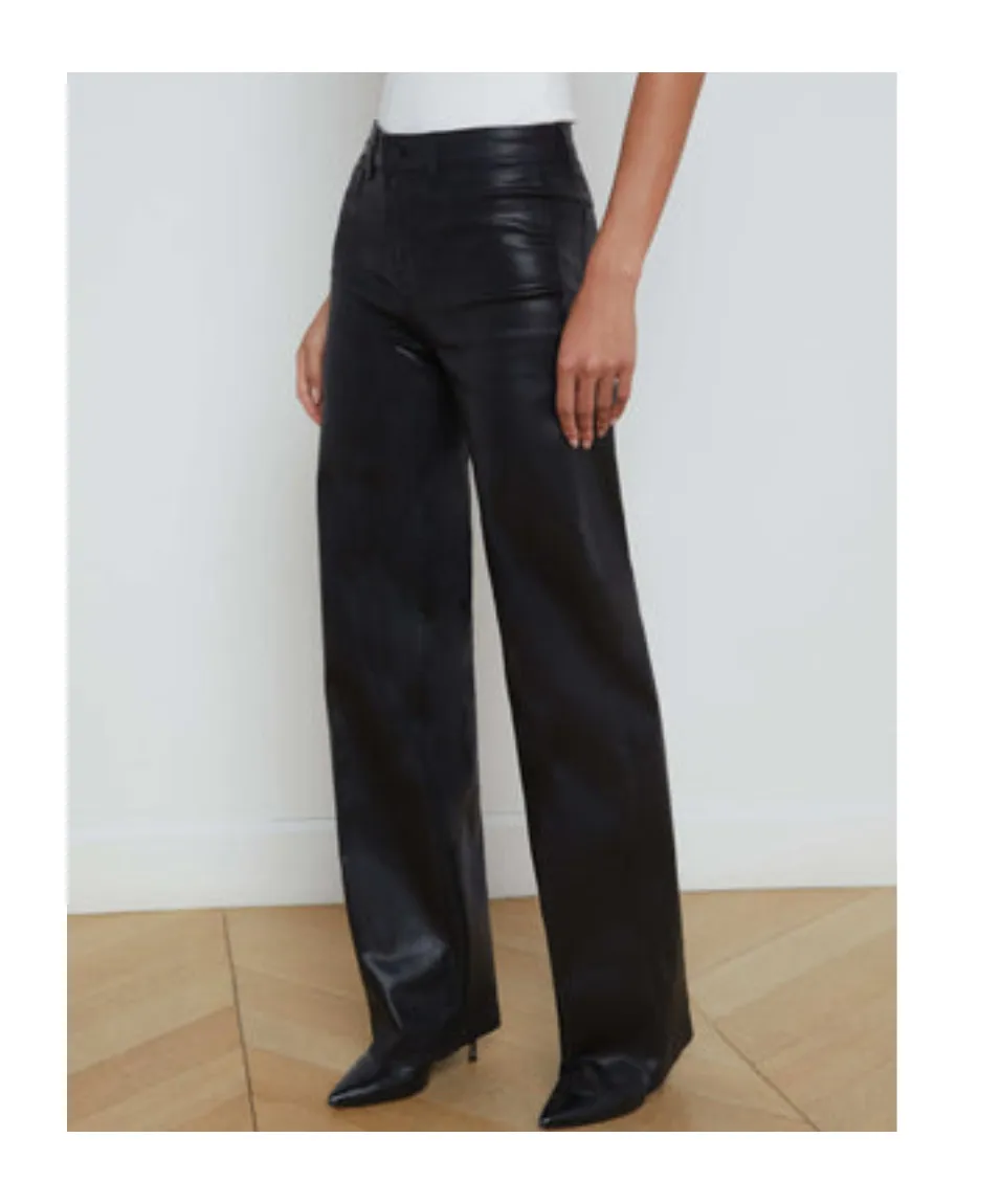 L'agence Clayton Coated Wide-Leg Jeans