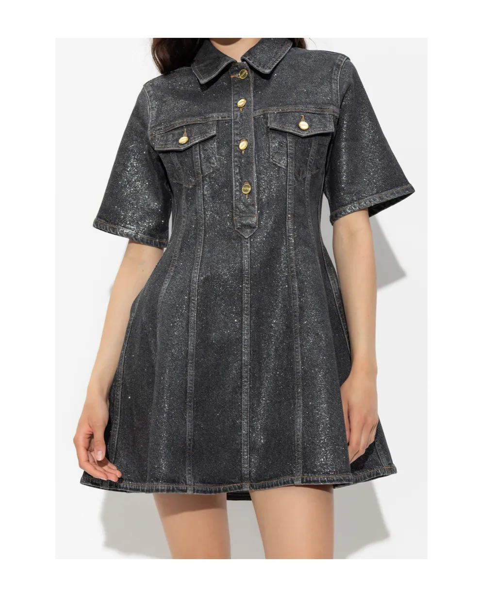 Ganni Flared Denim Mini Dress