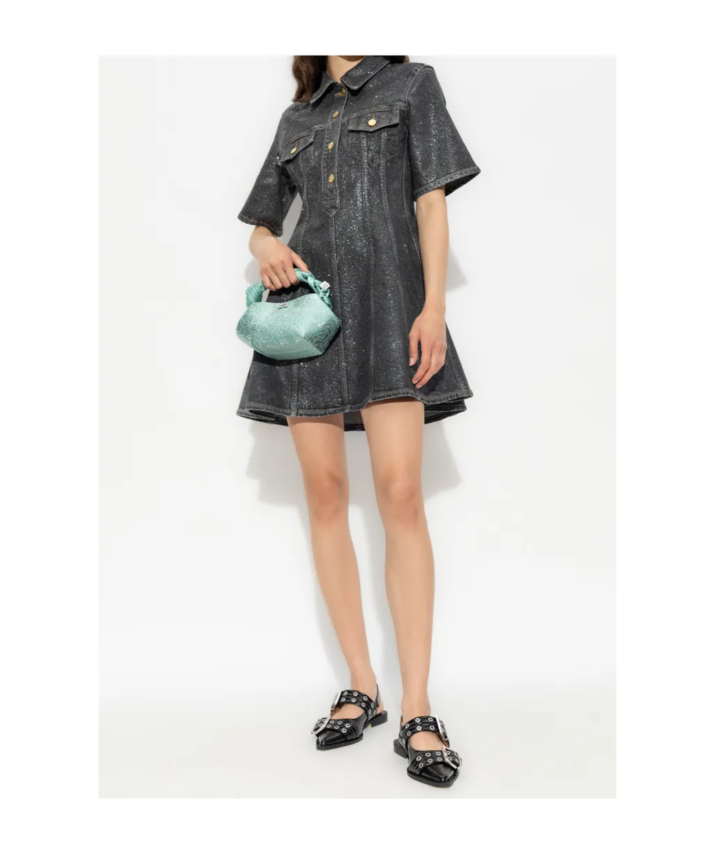 Ganni Flared Denim Mini Dress