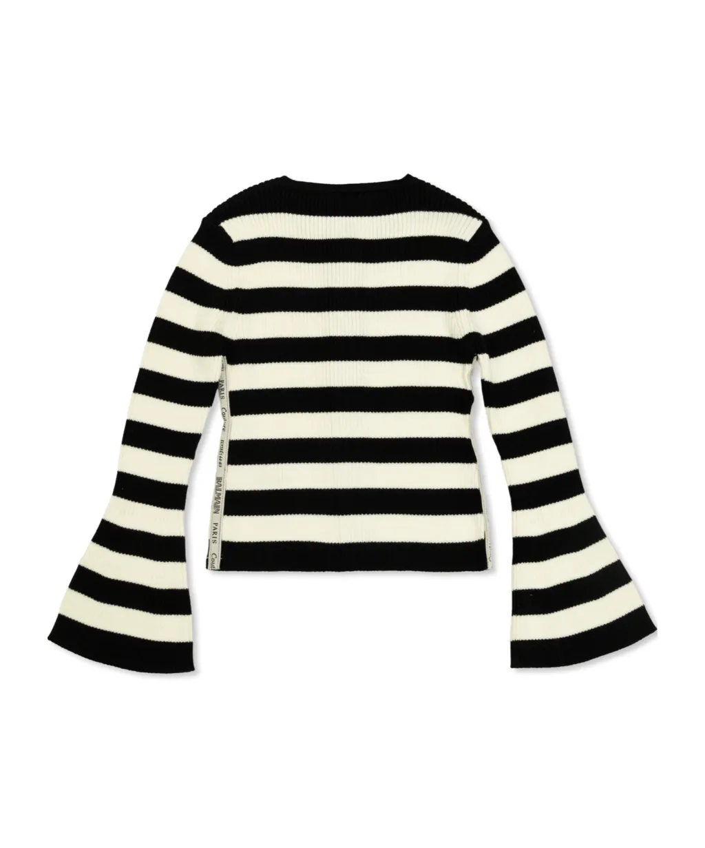 Balmain Kids Striped Buttoned Cardigan