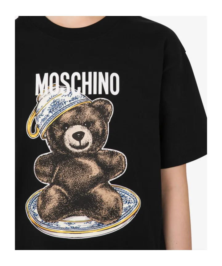 Moschino Teddy Bear T-Shirt In Organic Cotton Jersey Black