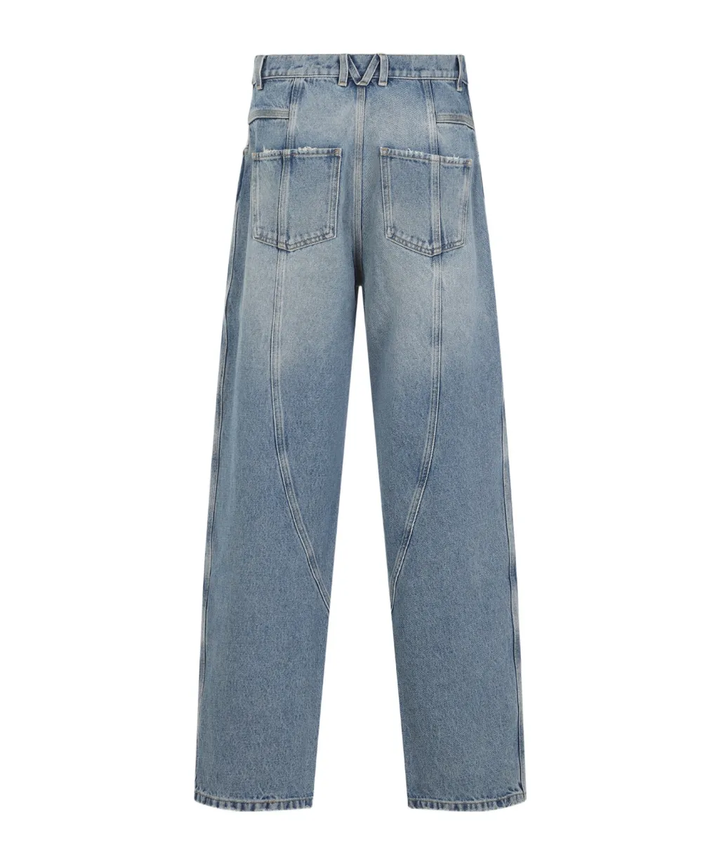 Distressed Straight-Leg Jeans