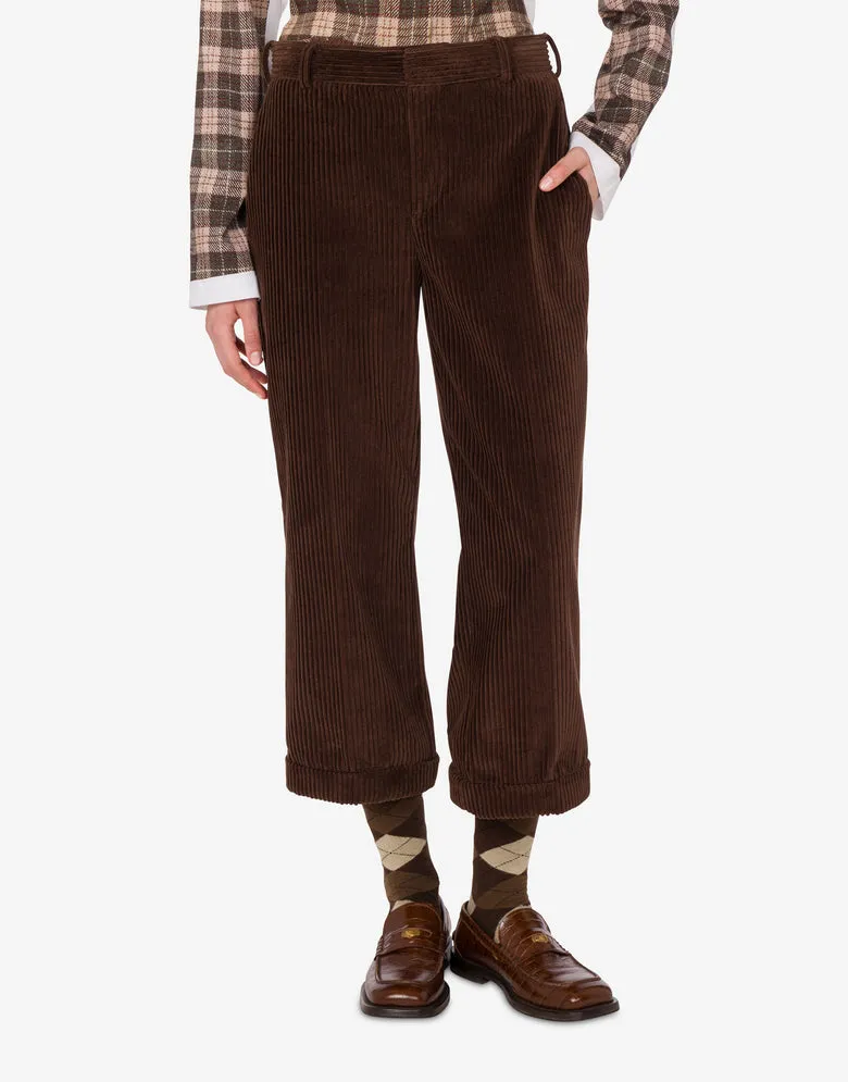 Corduroy Cropped Pants, Dark Brown