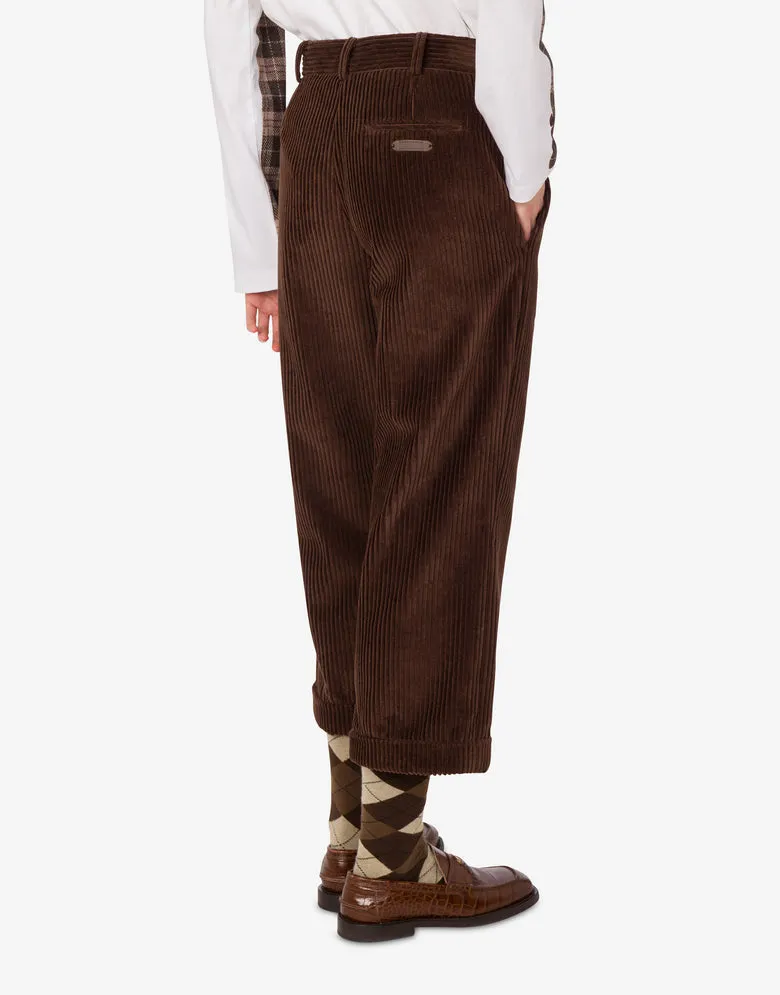 Corduroy Cropped Pants, Dark Brown