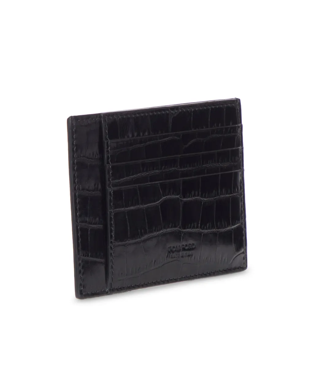 Crocodile-Effect Leather Wallet