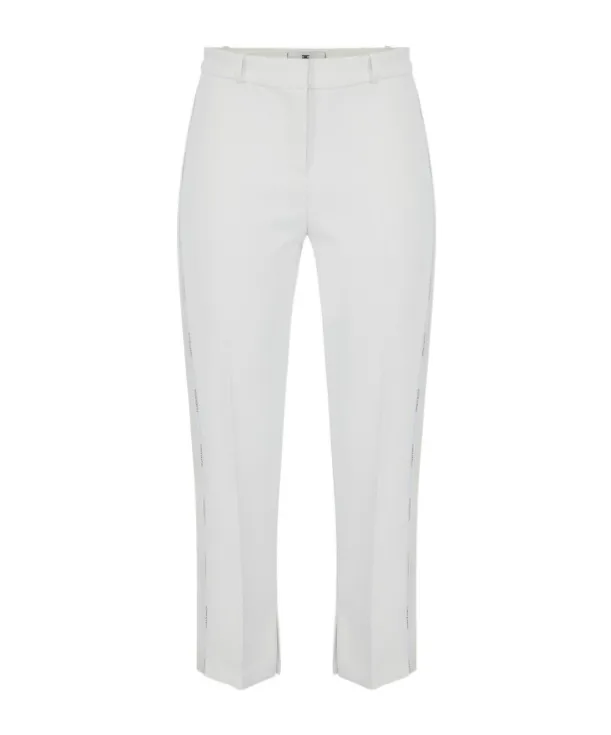 Trousers In Lightweight Crepe Fabric With Tuxedo Details