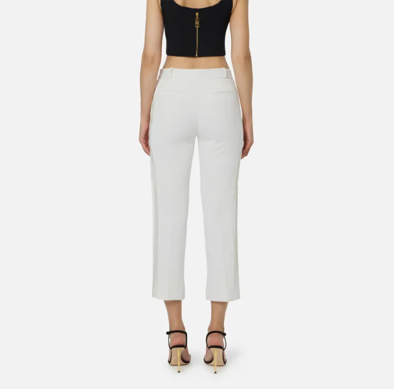Trousers In Lightweight Crepe Fabric With Tuxedo Details