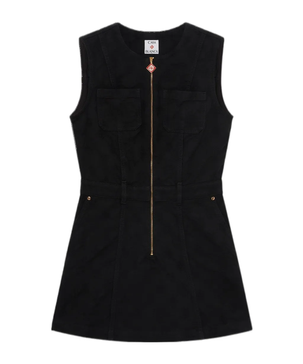 Zip-Pocket Mini Dress