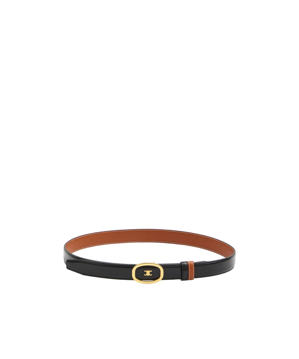 Medium 25Mm Reversible Celine Alix Belt In Taurillon And Natural Calfskin