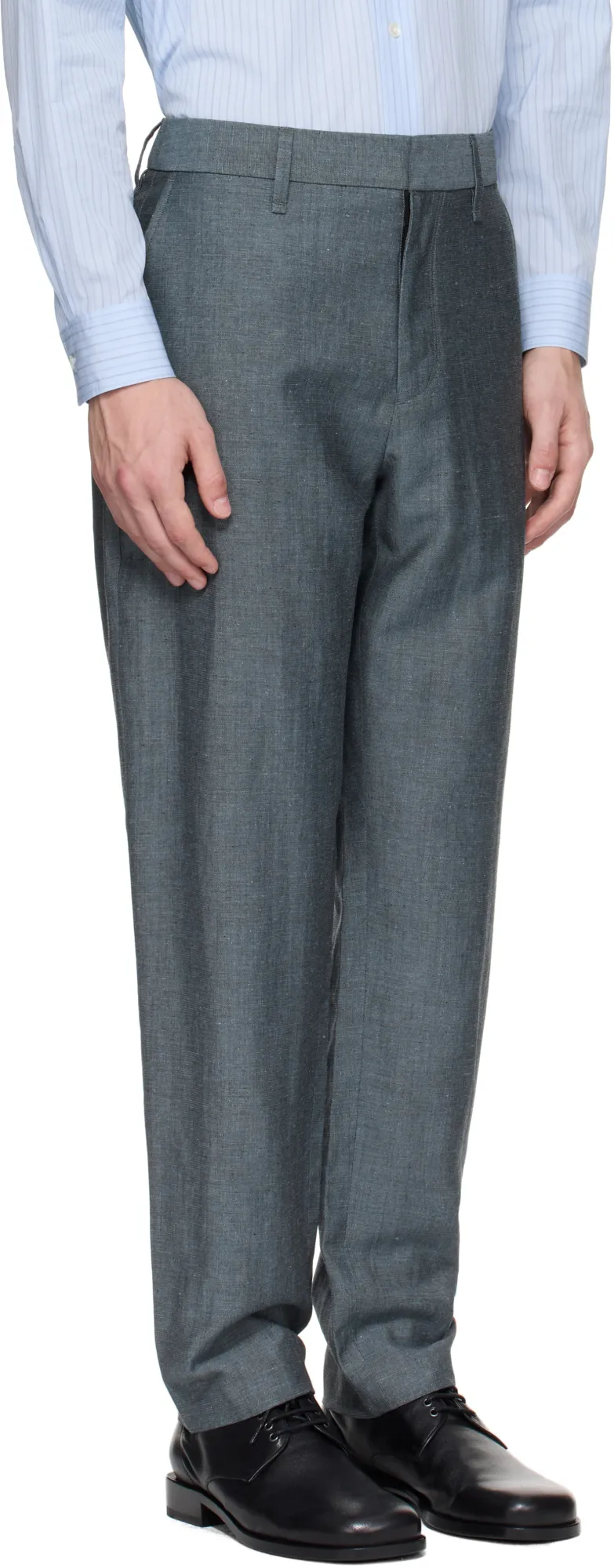 Blue Evan Wool-Blend Trousers